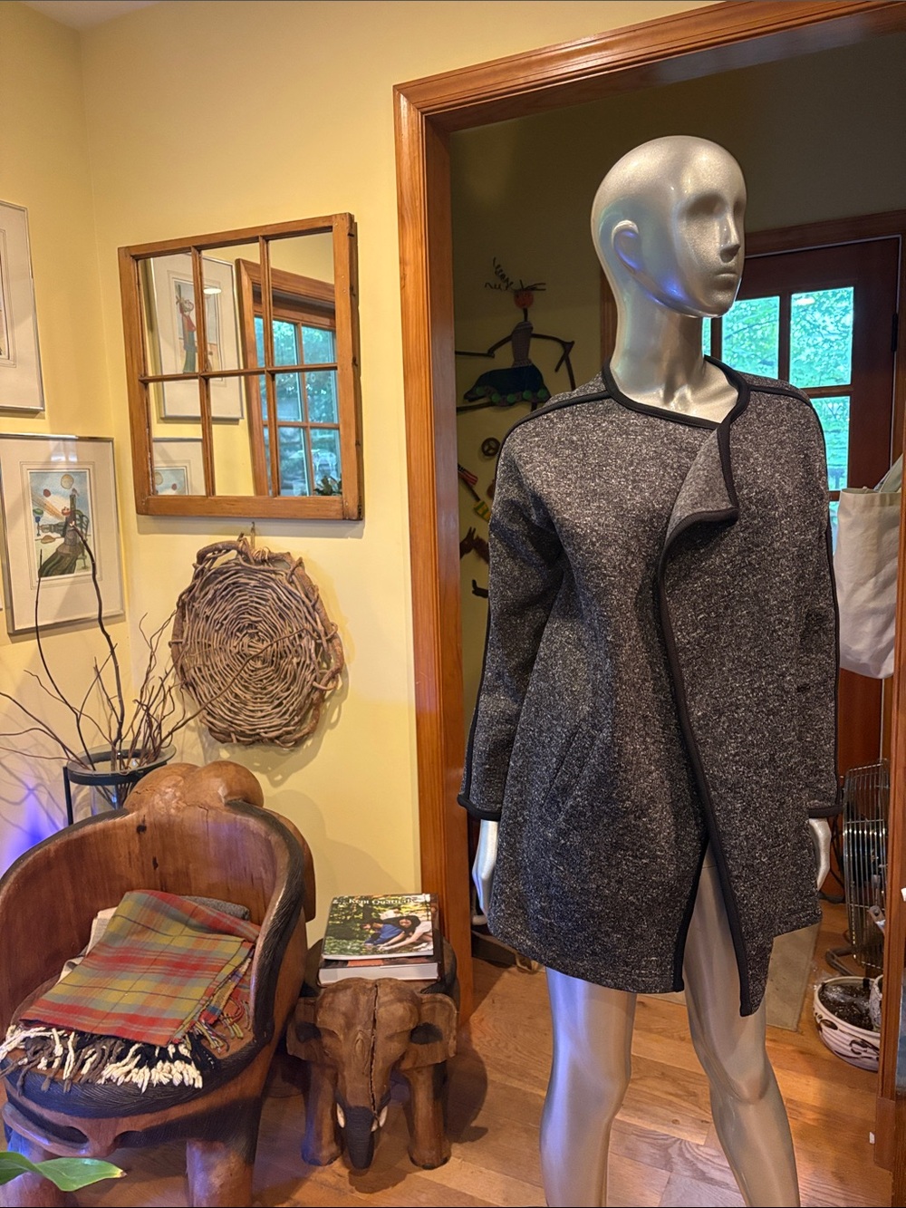 Banana Republic Dark Gray Open-Front Knit Cardigan